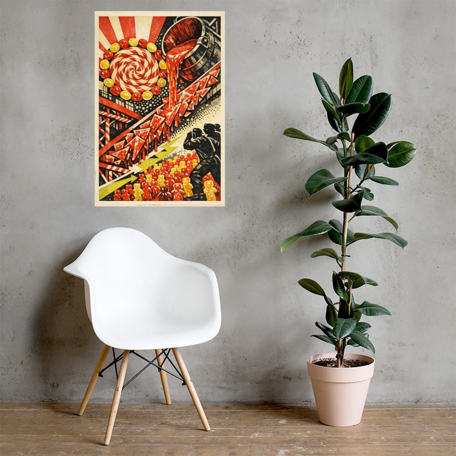 Foundry of Boiled Sweets printed and photographed on a wall