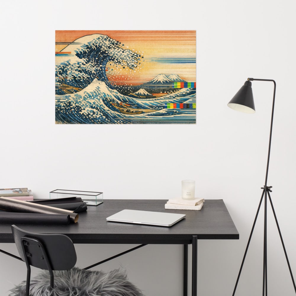 Great Wave of Signal printed and photographed on a wall