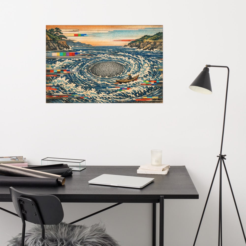 The Whirlpool of Noise printed and photographed on a wall