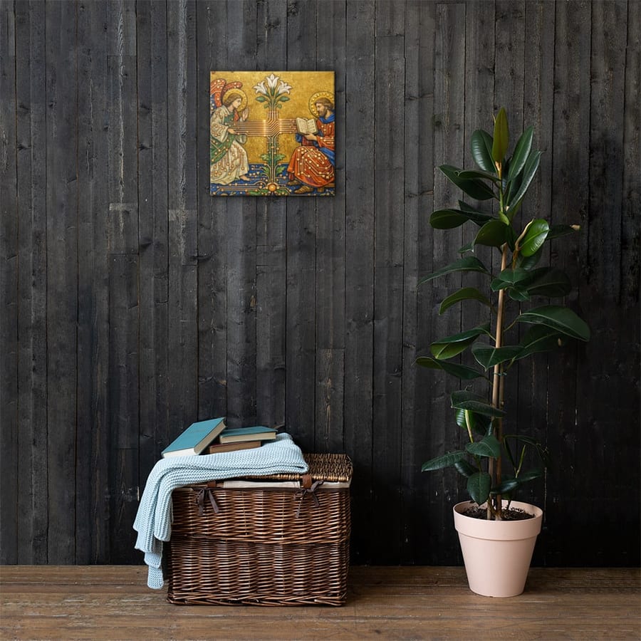 Annunciation Bus printed and photographed on a wall