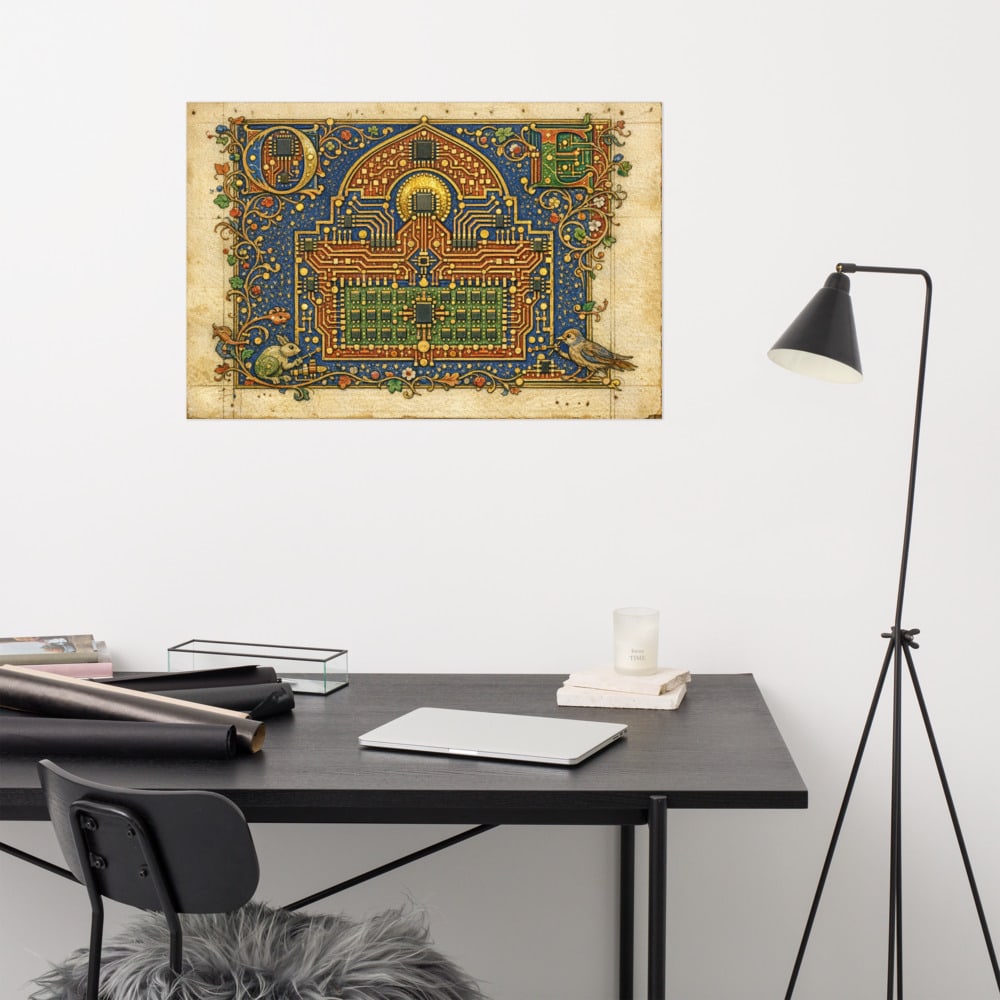 Plan of the Abbey printed and photographed on a wall