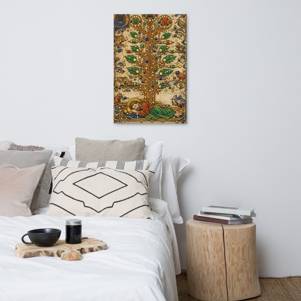 The Tree of Jesse printed and photographed on a wall